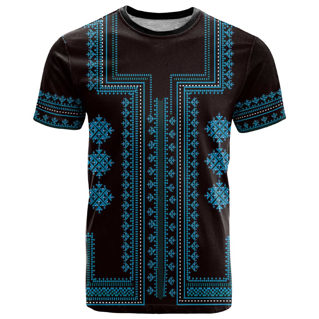 Bulgaria Traditional Pattern Blue T Shirt Balkan Culture - Wonder Print Shop