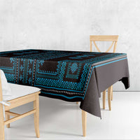 Blue and black traditional geometric tablecloth with Balkan-style pattern