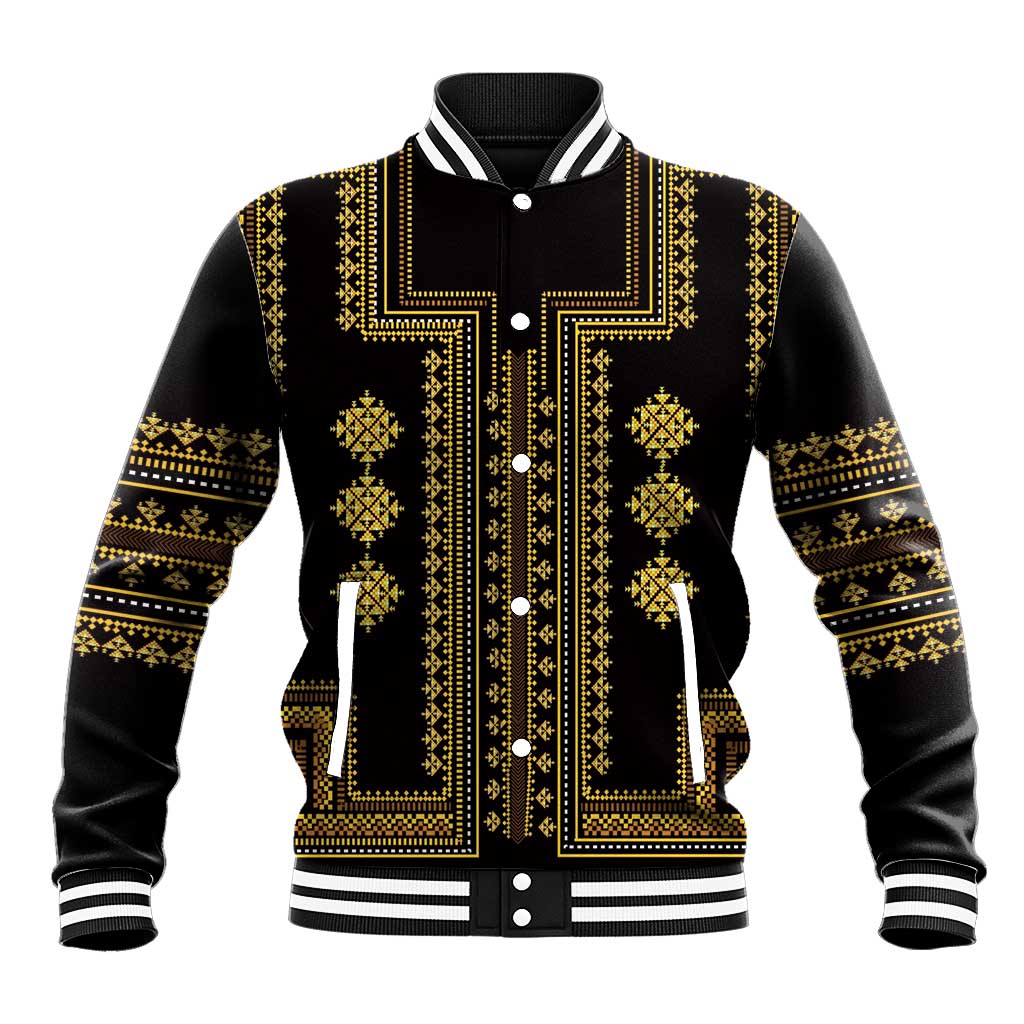 Bulgaria Traditional Pattern Gold Baseball Jacket Balkan Culture - Wonder Print Shop