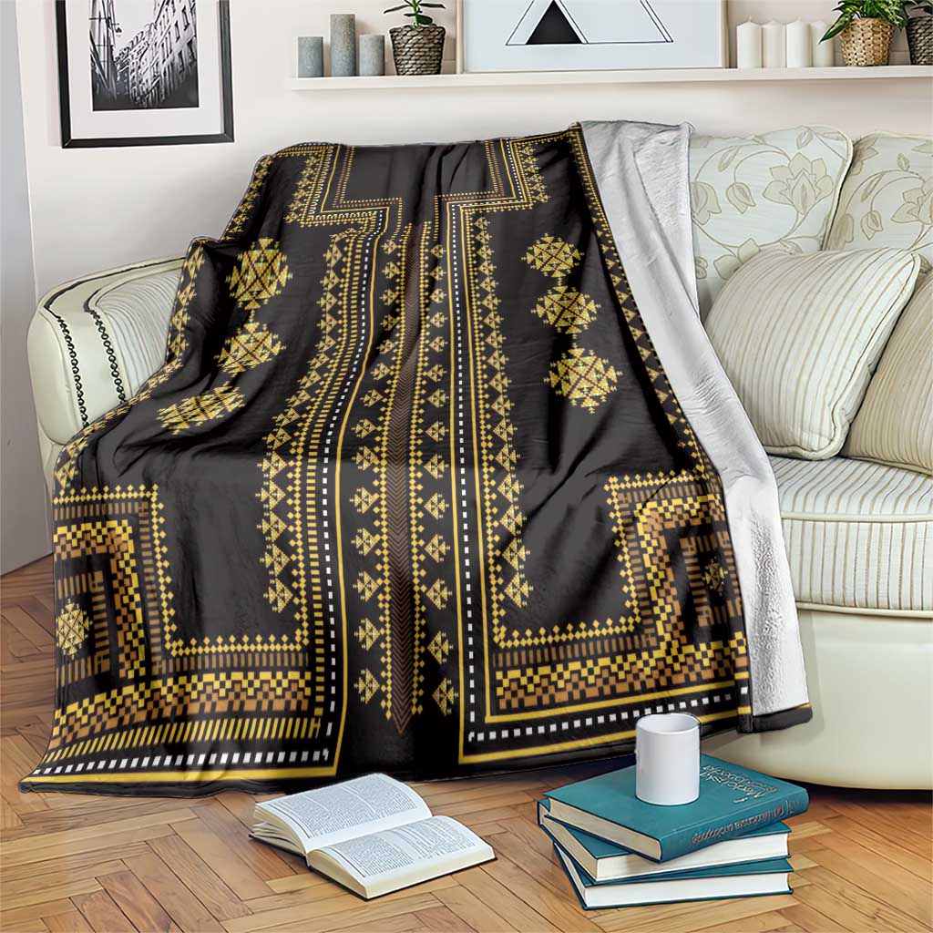 Bulgaria Traditional Pattern Gold Blanket Balkan Culture