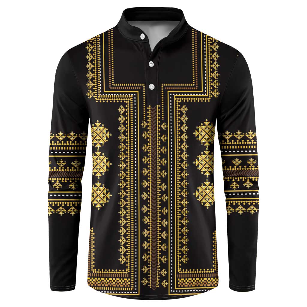 Bulgaria Traditional Pattern Gold Button Sweatshirt Balkan Culture - Wonder Print Shop