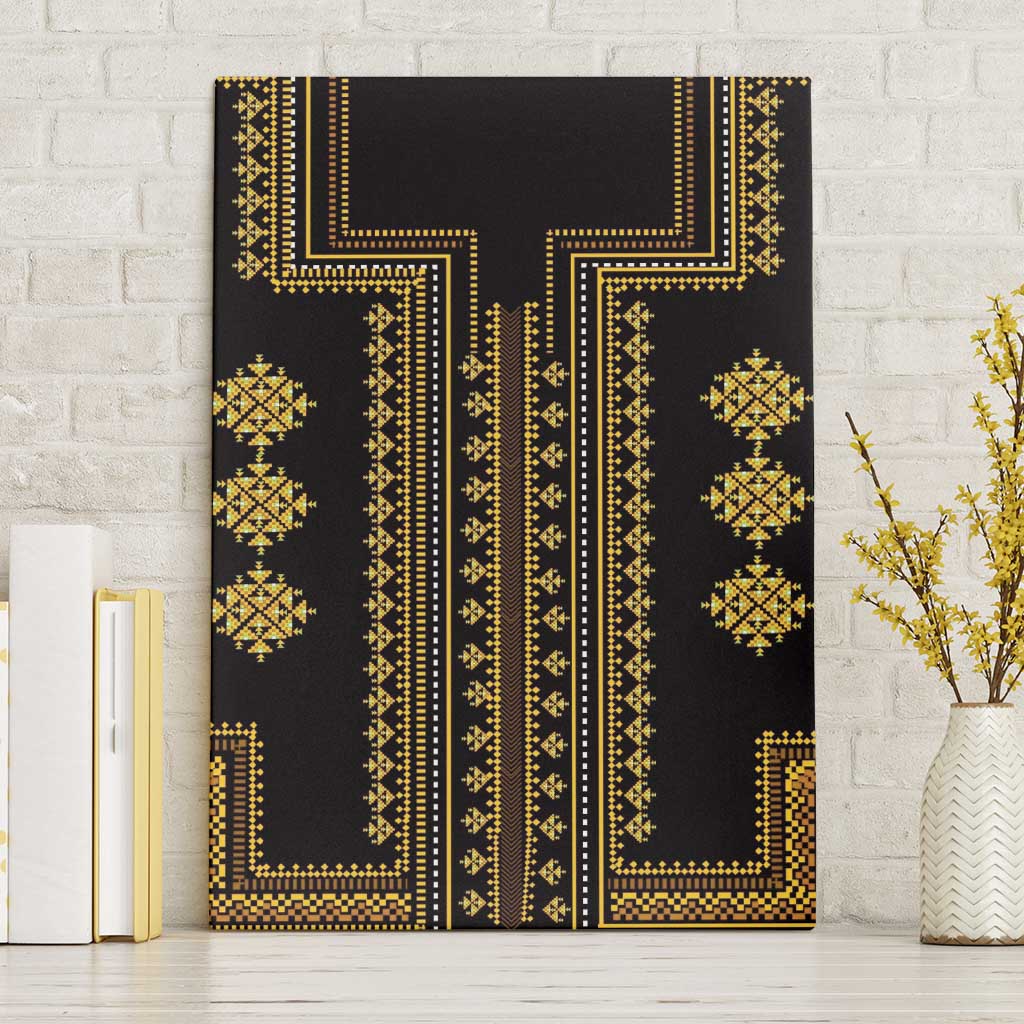 Bulgaria Traditional Pattern Gold Canvas Wall Art Balkan Culture - Wonder Print Shop