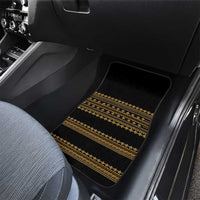 Front seat area floor mat with black and gold traditional stripe design