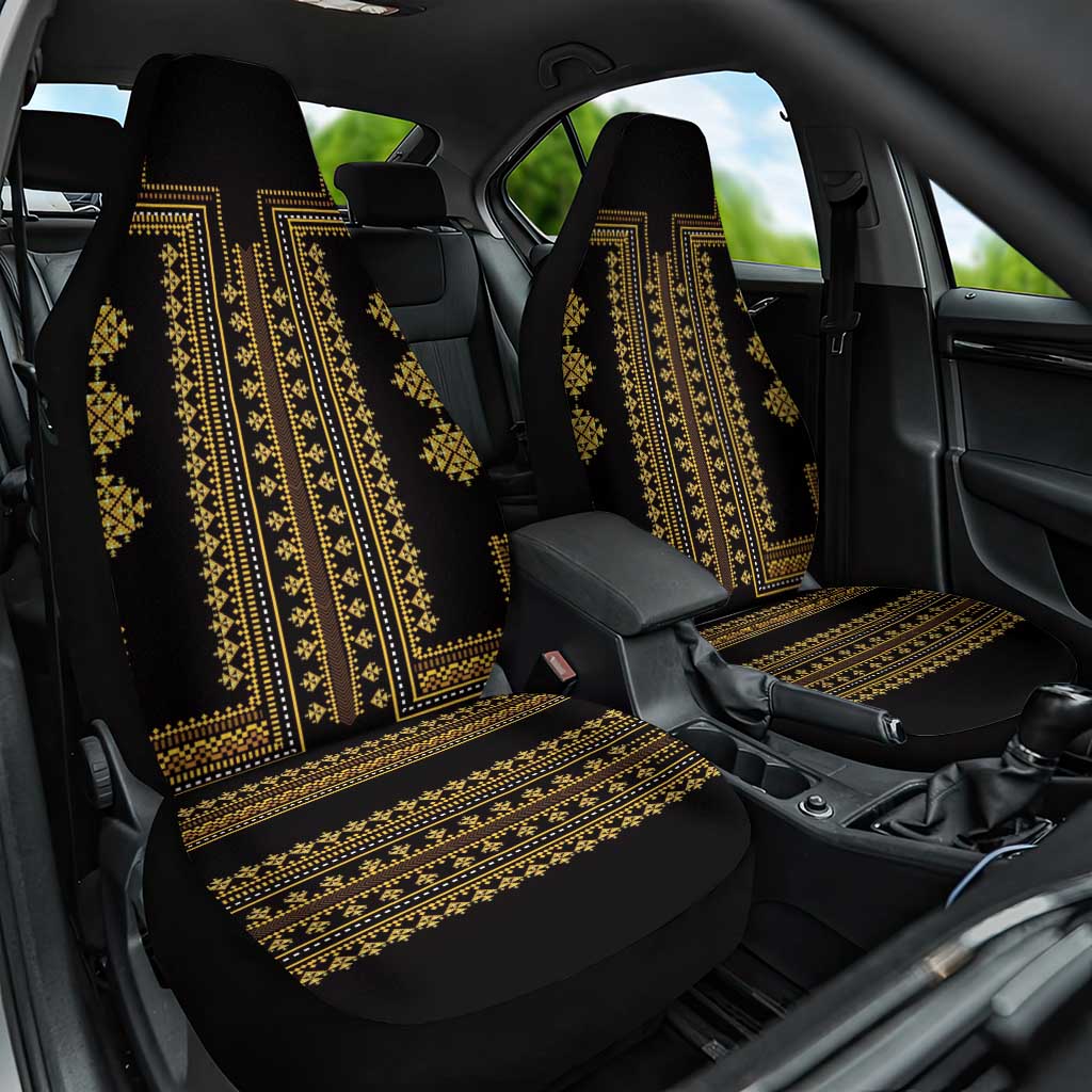 Bulgaria Traditional Pattern Gold Car Seat Cover Balkan Culture - Wonder Print Shop