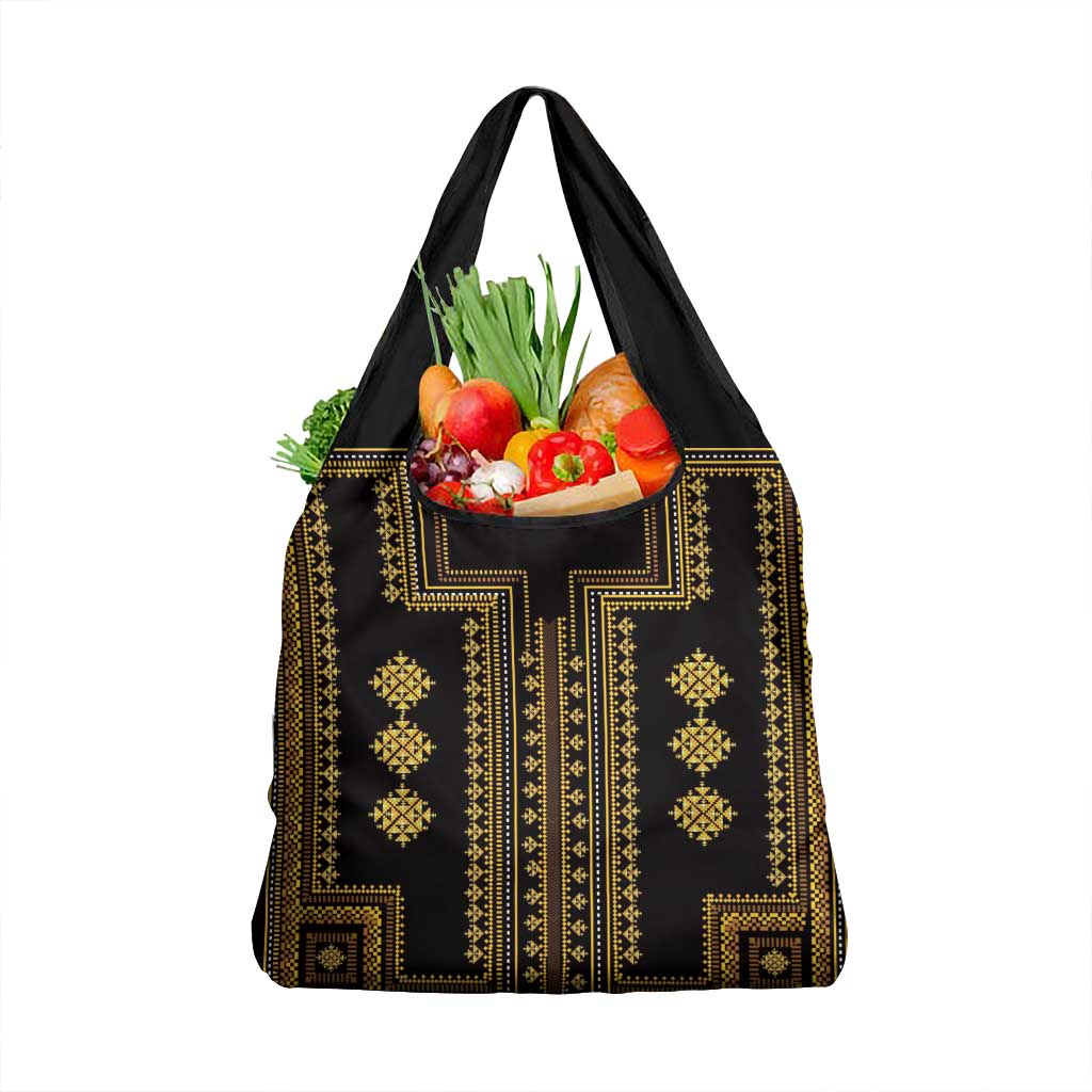 Bulgaria Traditional Pattern Gold Grocery Bag Balkan Culture