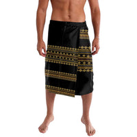 Black and gold traditional pattern wrap shorts with side pocket detail