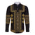 Bulgaria Traditional Pattern Gold Long Sleeve Button Shirt Balkan Culture - Wonder Print Shop