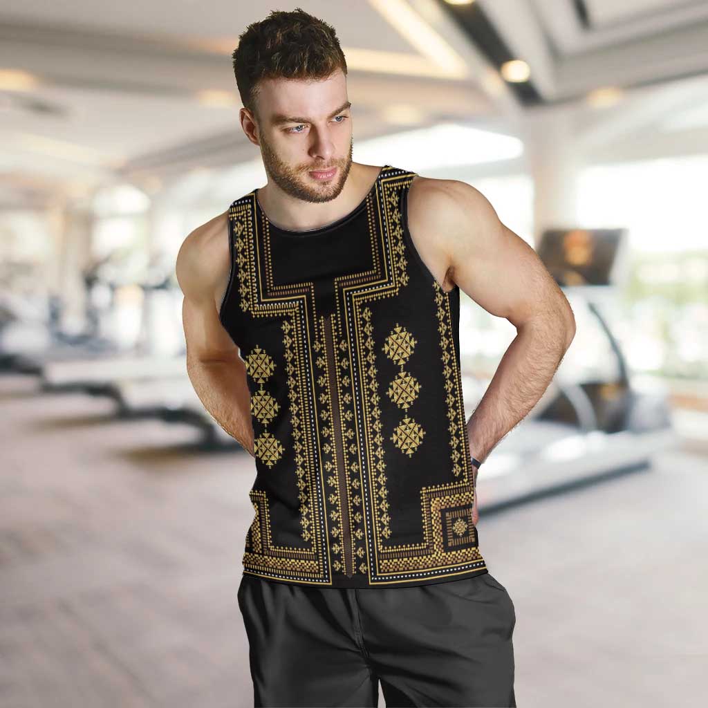 Bulgaria Traditional Pattern Gold Men Tank Top Balkan Culture - Wonder Print Shop