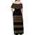 Bulgaria Traditional Pattern Gold Off Shoulder Maxi Dress Balkan Culture - Wonder Print Shop