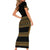 Bulgaria Traditional Pattern Gold Short Sleeve Bodycon Dress Balkan Culture - Wonder Print Shop