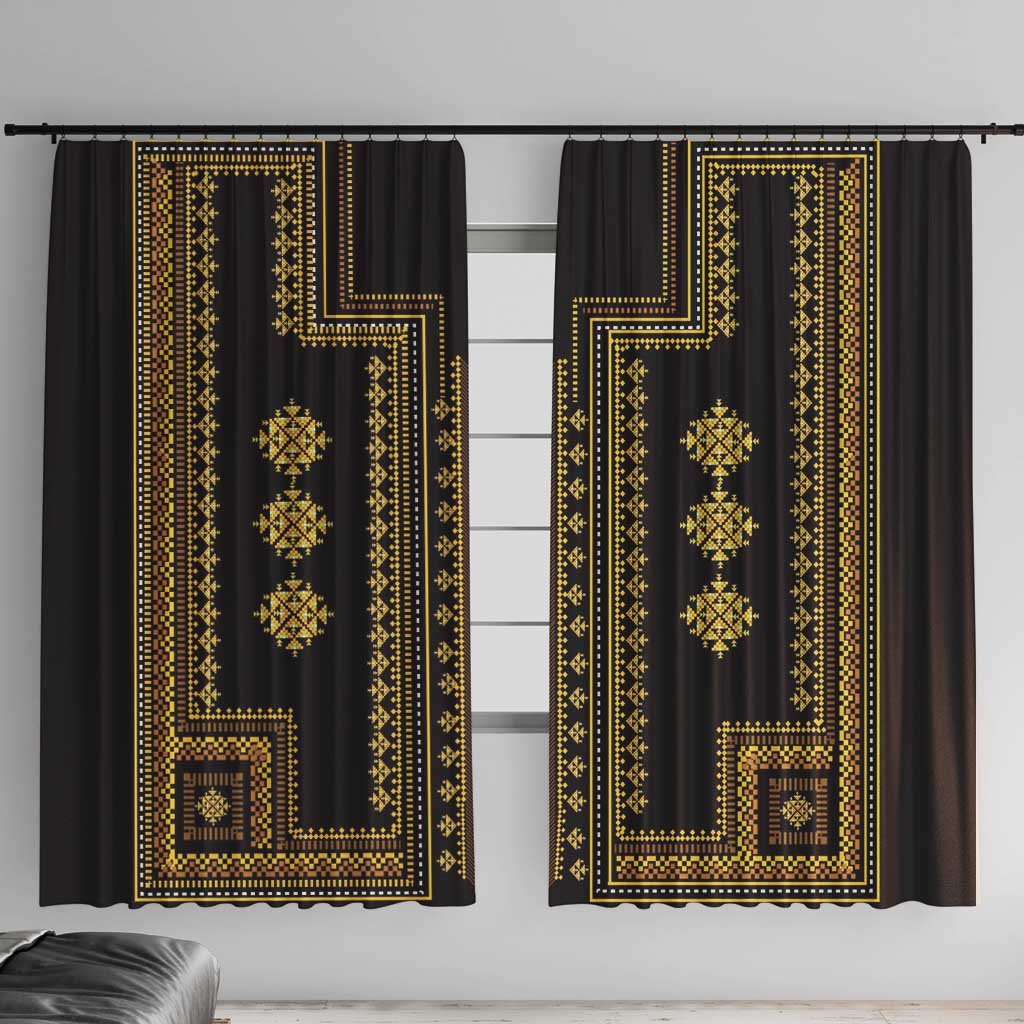 Bulgaria Traditional Pattern Gold Window Curtain Balkan Culture - Wonder Print Shop