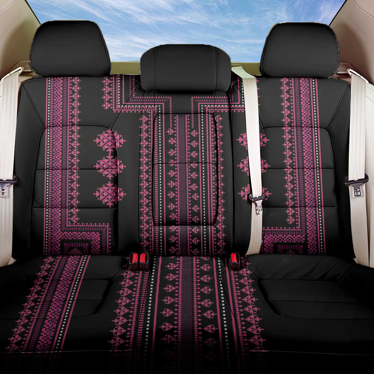 Bulgaria Traditional Pattern Pink Back Car Seat Cover Balkan Culture - Wonder Print Shop