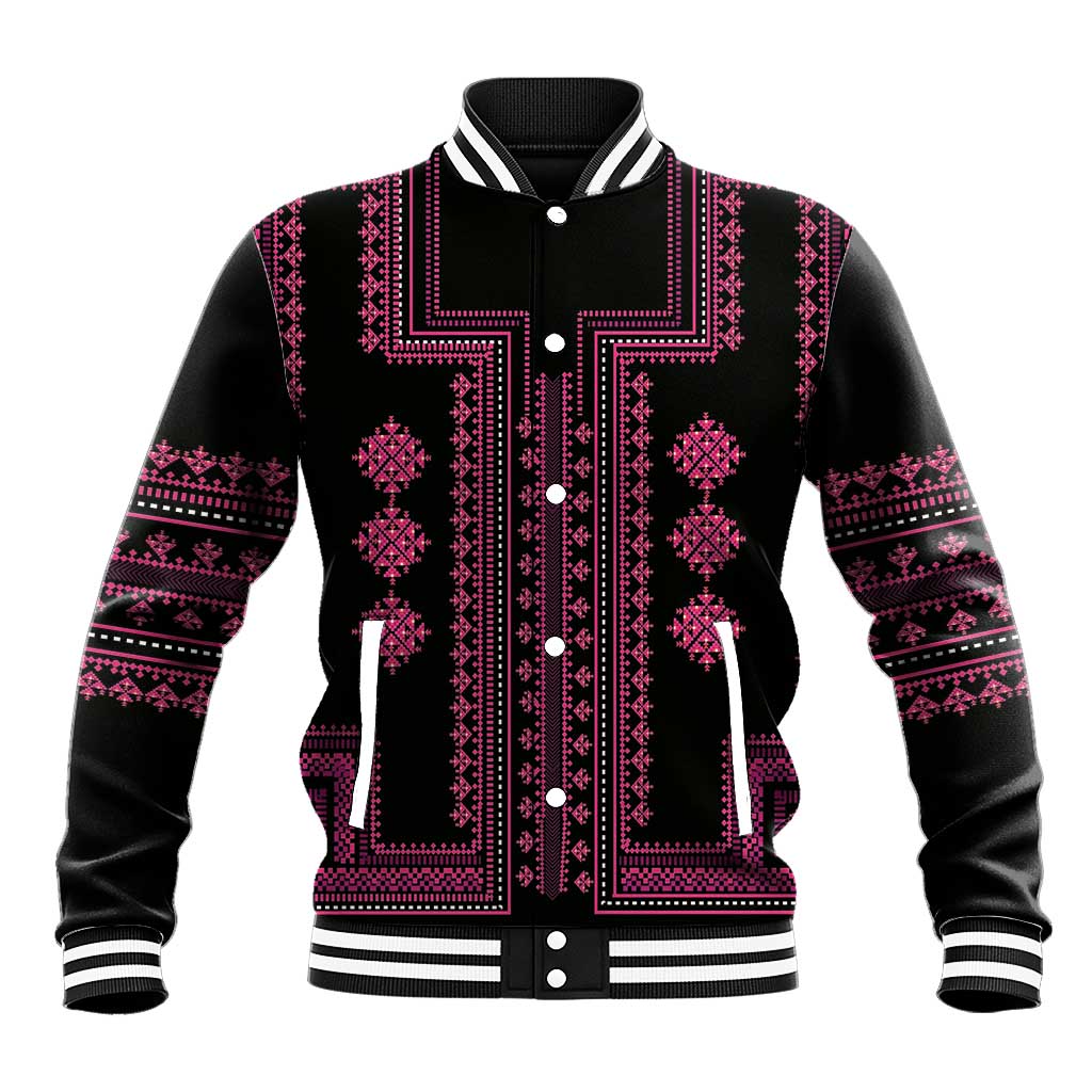 Bulgaria Traditional Pattern Pink Baseball Jacket Balkan Culture - Wonder Print Shop