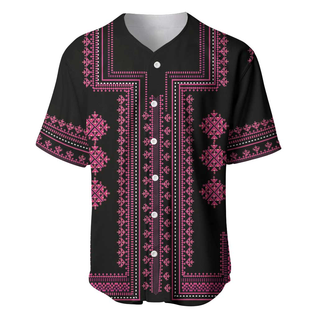 Bulgaria Traditional Pattern Pink Baseball Jersey Balkan Culture - Wonder Print Shop