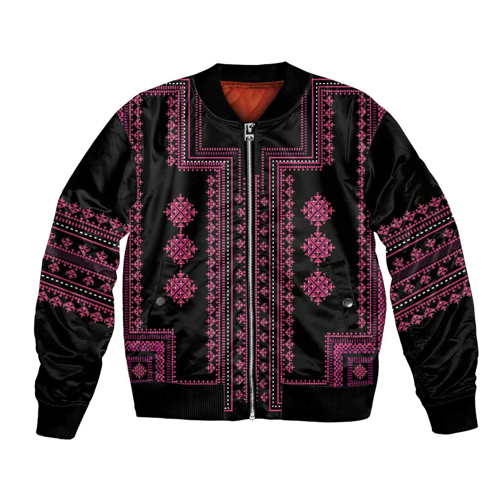 Bulgaria Traditional Pattern Pink Bomber Jacket Balkan Culture - Wonder Print Shop