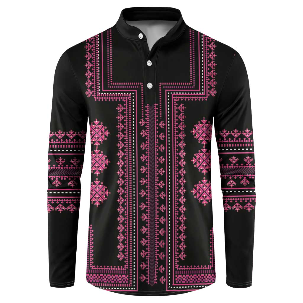 Bulgaria Traditional Pattern Pink Button Sweatshirt Balkan Culture - Wonder Print Shop