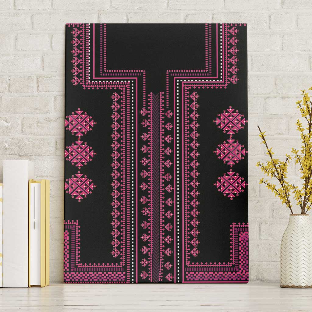 Bulgaria Traditional Pattern Pink Canvas Wall Art Balkan Culture - Wonder Print Shop