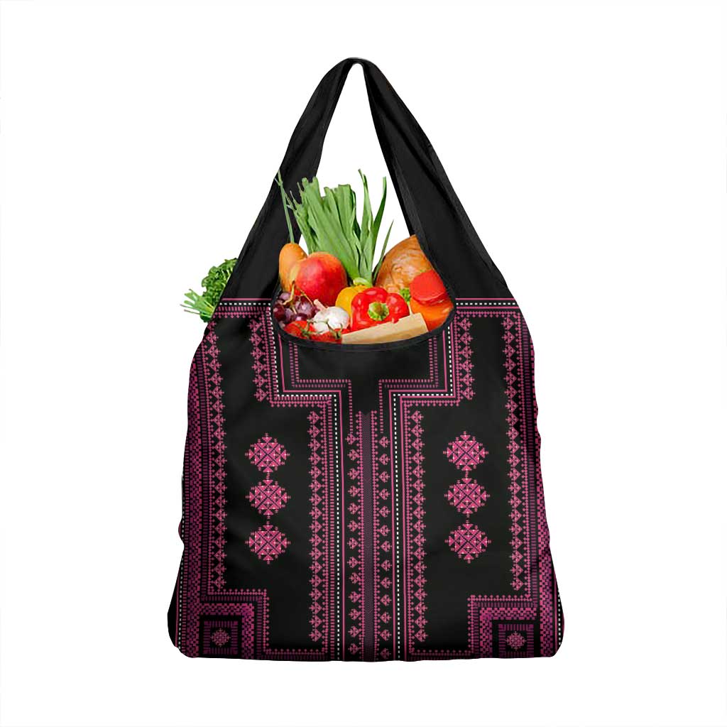 Bulgaria Traditional Pattern Pink Grocery Bag Balkan Culture