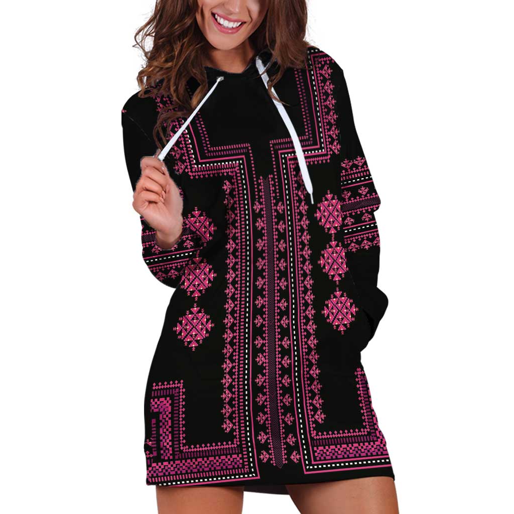 Bulgaria Traditional Pattern Pink Hoodie Dress Balkan Culture - Wonder Print Shop