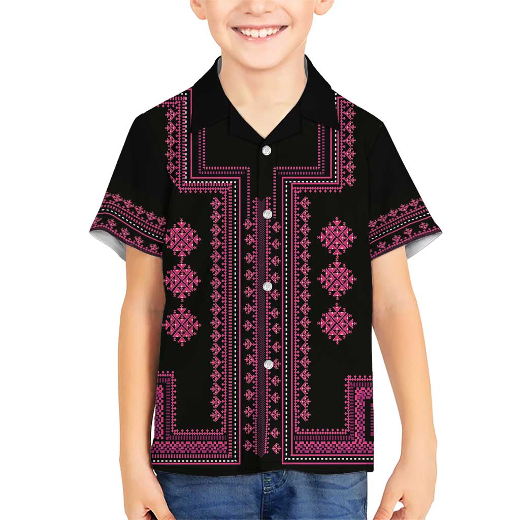 Bulgaria Traditional Pattern Pink Kid Hawaiian Shirt Balkan Culture - Wonder Print Shop