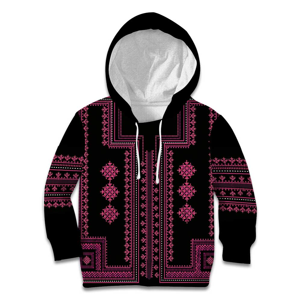 Bulgaria Traditional Pattern Pink Kid Hoodie Balkan Culture - Wonder Print Shop