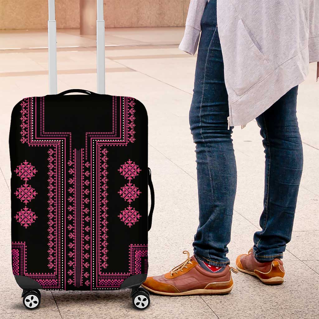 Bulgaria Traditional Pattern Pink Luggage Cover Balkan Culture - Wonder Print Shop