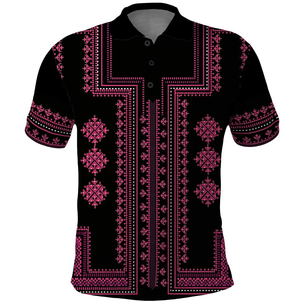 Bulgaria Traditional Pattern Pink Polo Shirt Balkan Culture - Wonder Print Shop