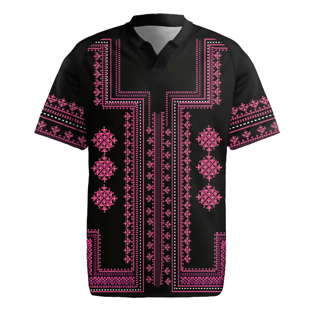 Bulgaria Traditional Pattern Pink Rugby Jersey Balkan Culture - Wonder Print Shop