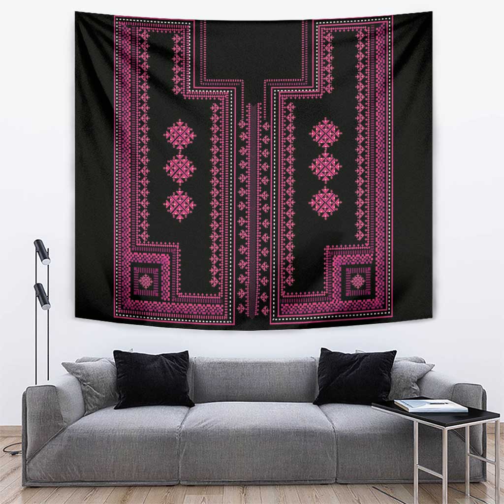 Bulgaria Traditional Pattern Pink Tapestry Balkan Culture