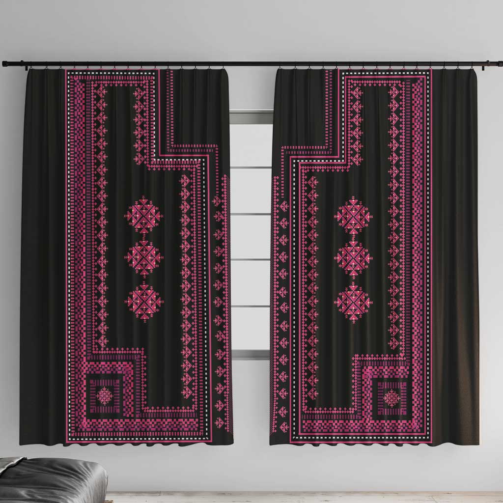 Bulgaria Traditional Pattern Pink Window Curtain Balkan Culture - Wonder Print Shop