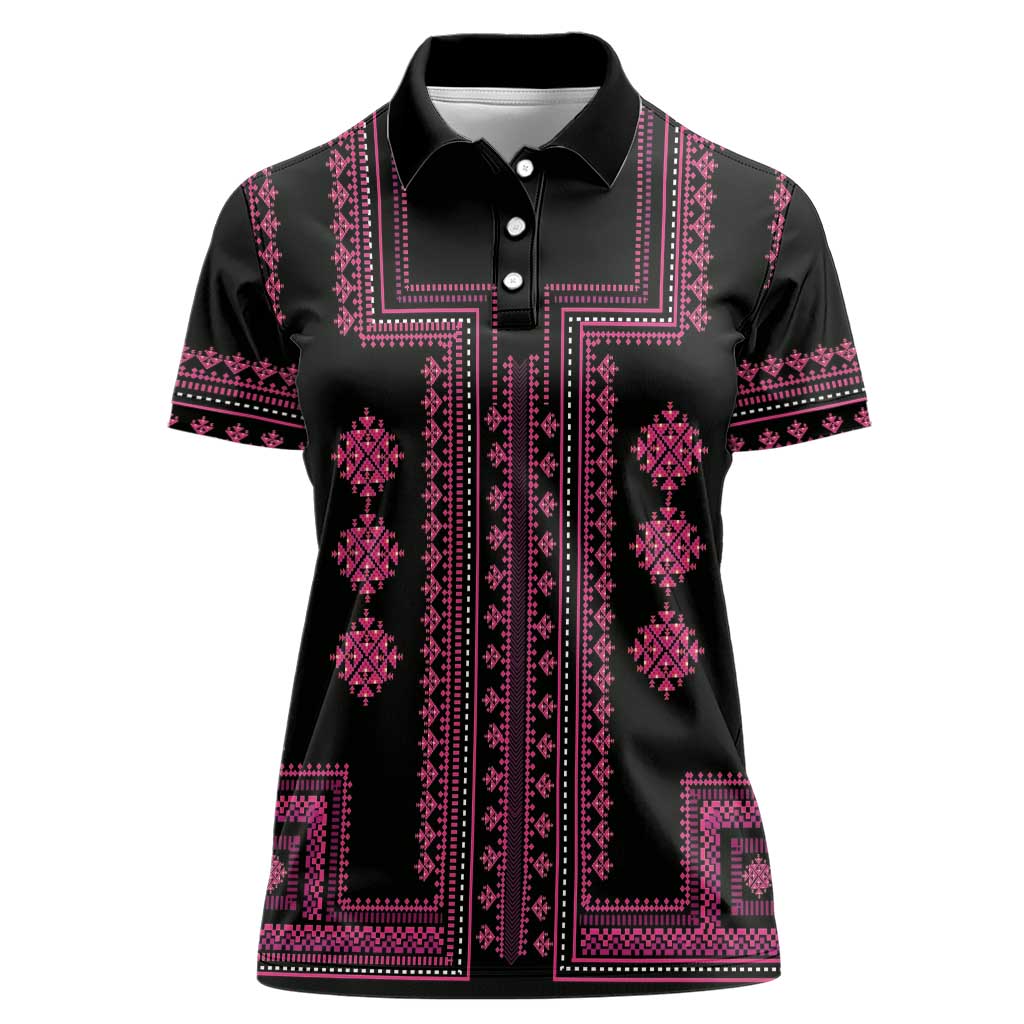 Bulgaria Traditional Pattern Pink Women Polo Shirt Balkan Culture - Wonder Print Shop