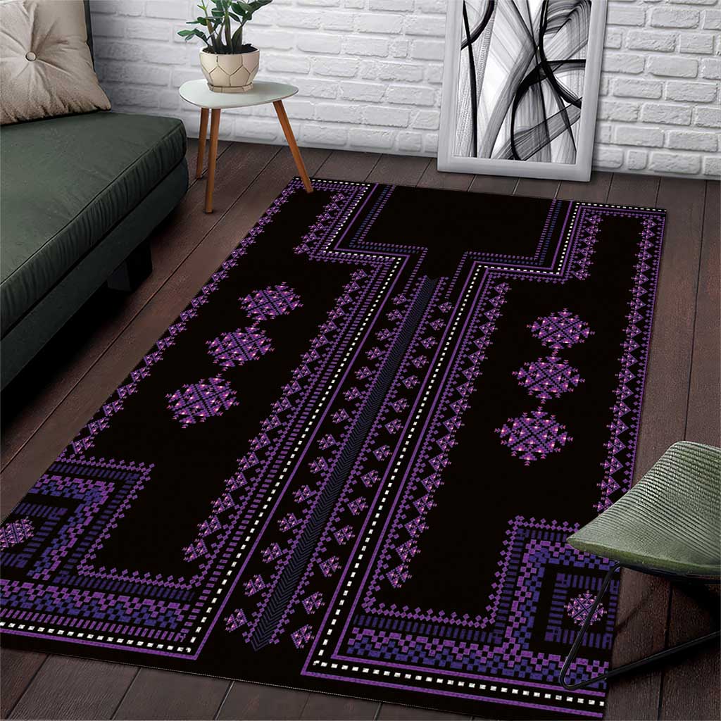 Bulgaria Traditional Pattern Purple Area Rug Balkan Culture - Wonder Print Shop