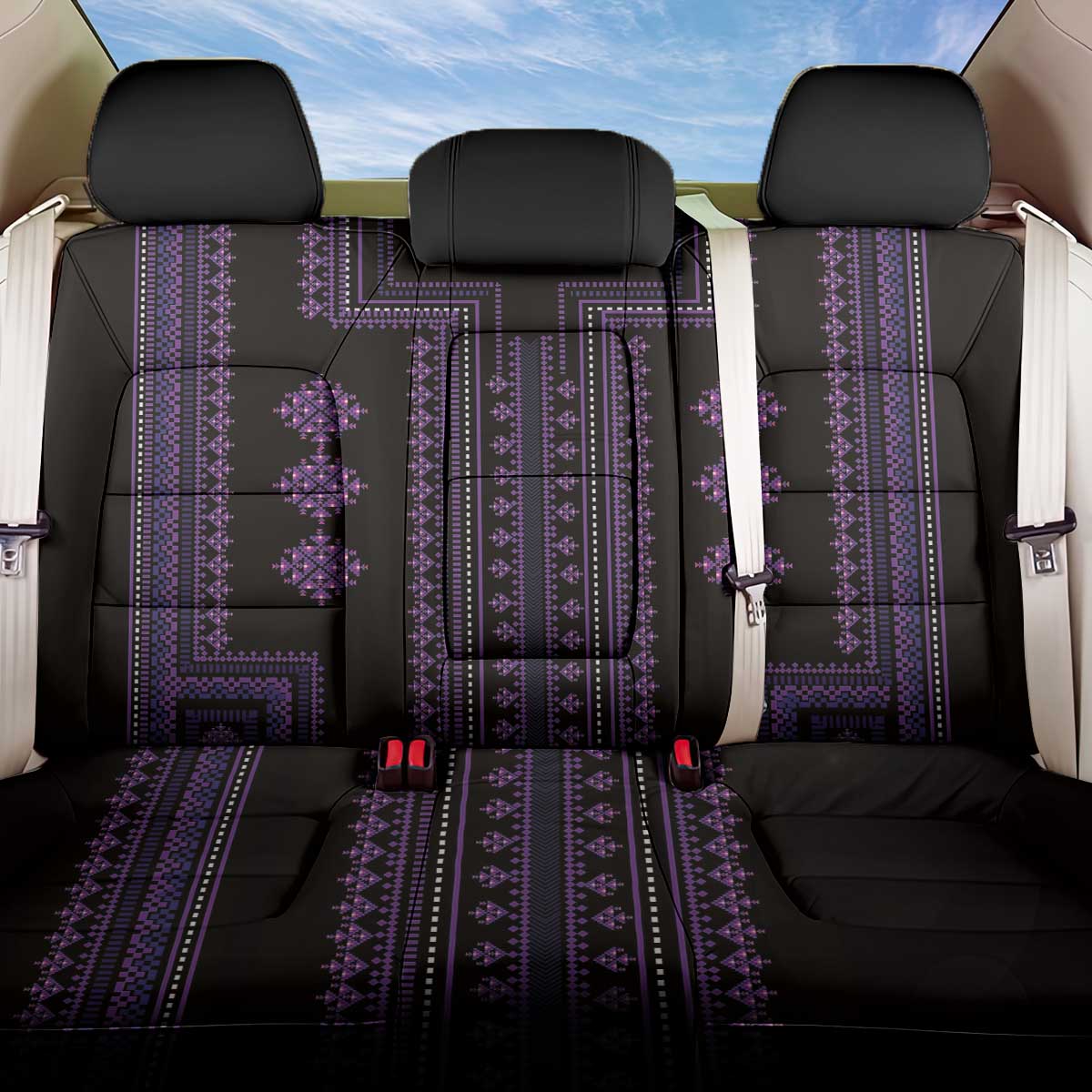 Bulgaria Traditional Pattern Purple Back Car Seat Cover Balkan Culture - Wonder Print Shop