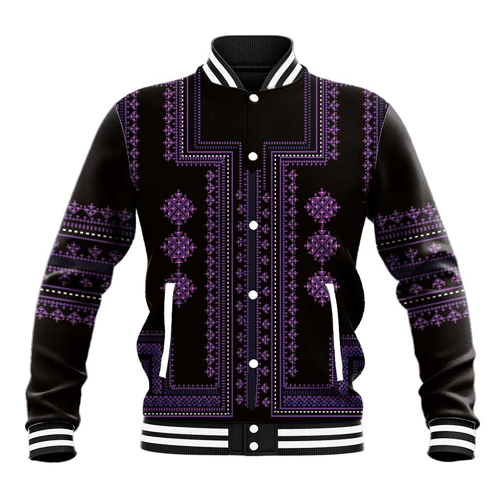 Bulgaria Traditional Pattern Purple Baseball Jacket Balkan Culture - Wonder Print Shop