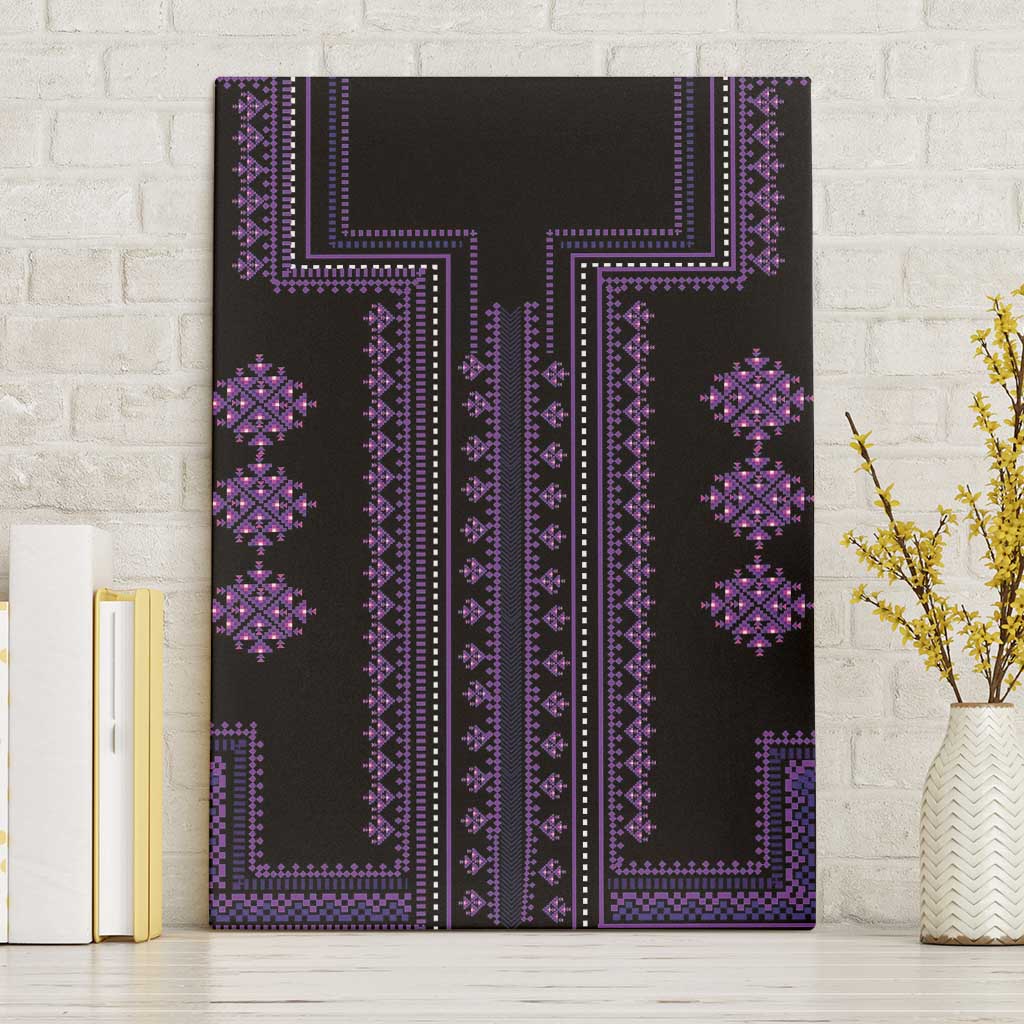 Bulgaria Traditional Pattern Purple Canvas Wall Art Balkan Culture - Wonder Print Shop