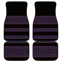Set of purple traditional-pattern car mats with black borders, four pieces total