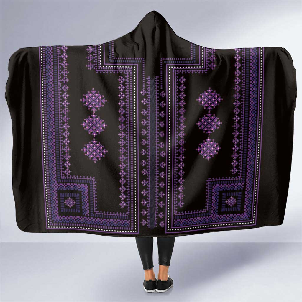 Bulgaria Traditional Pattern Purple Hooded Blanket Balkan Culture