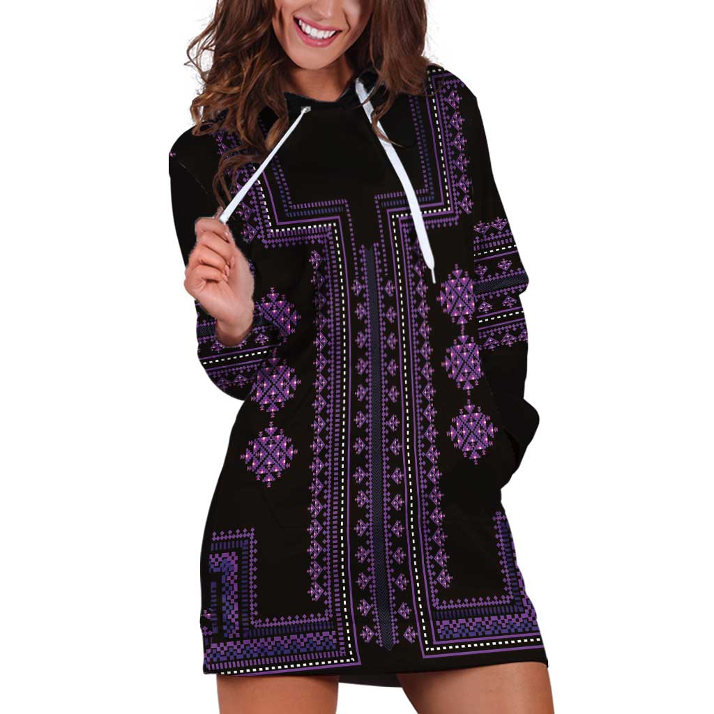 Bulgaria Traditional Pattern Purple Hoodie Dress Balkan Culture - Wonder Print Shop