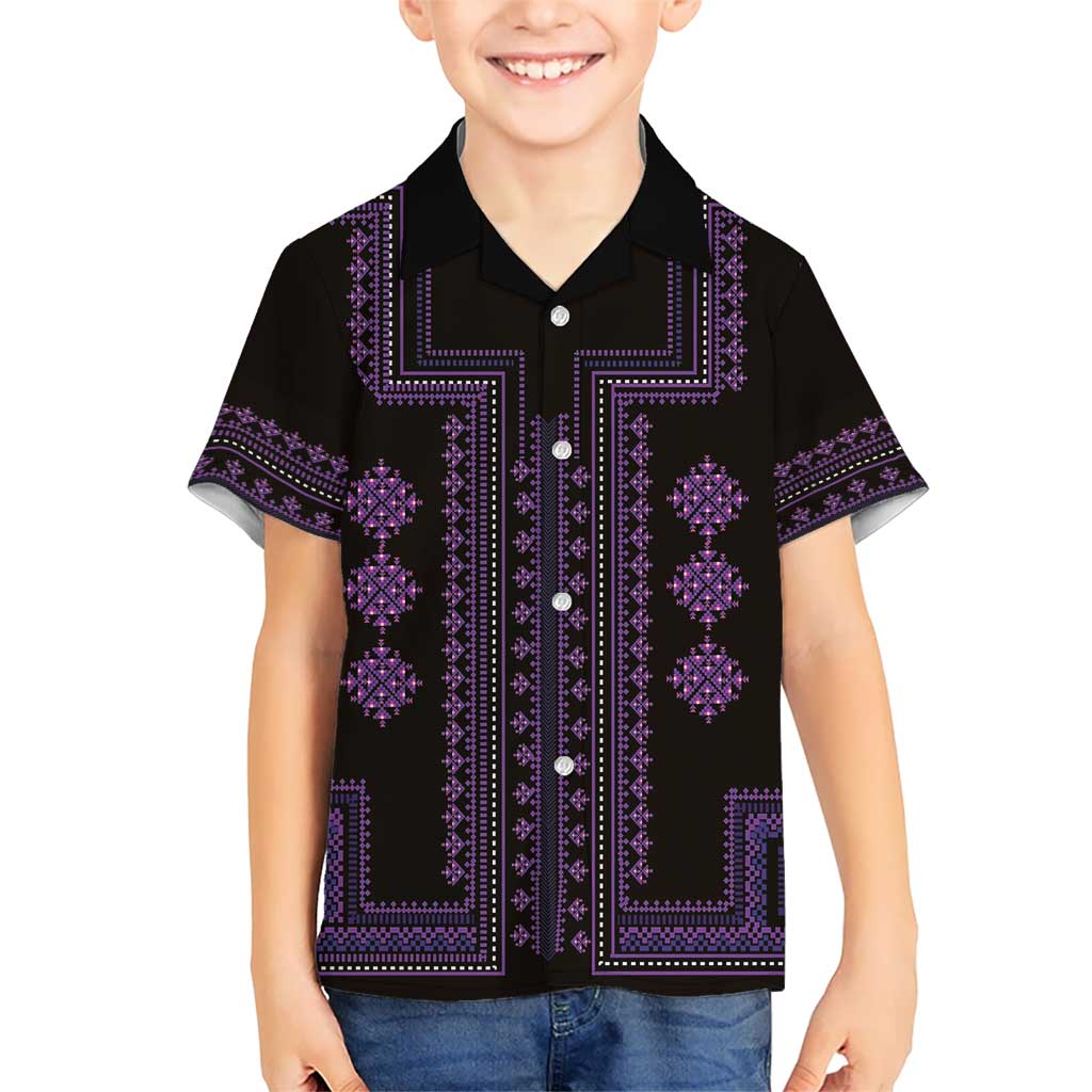 Bulgaria Traditional Pattern Purple Kid Hawaiian Shirt Balkan Culture - Wonder Print Shop