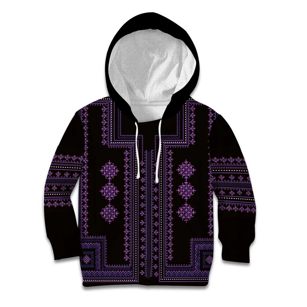 Bulgaria Traditional Pattern Purple Kid Hoodie Balkan Culture - Wonder Print Shop