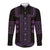 Bulgaria Traditional Pattern Purple Long Sleeve Button Shirt Balkan Culture - Wonder Print Shop