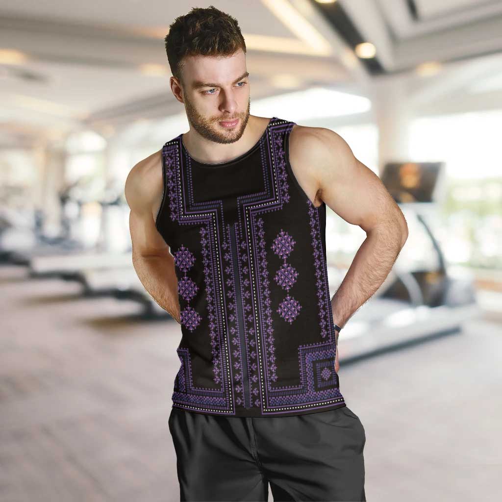 Bulgaria Traditional Pattern Purple Men Tank Top Balkan Culture - Wonder Print Shop