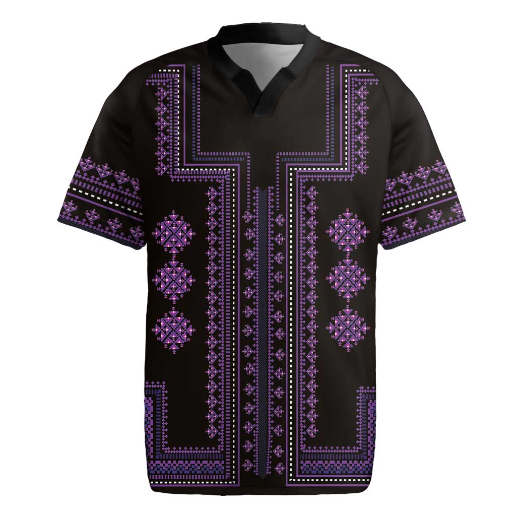 Bulgaria Traditional Pattern Purple Rugby Jersey Balkan Culture - Wonder Print Shop