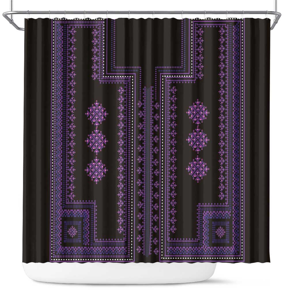 Bulgaria Traditional Pattern Purple Shower Curtain Balkan Culture