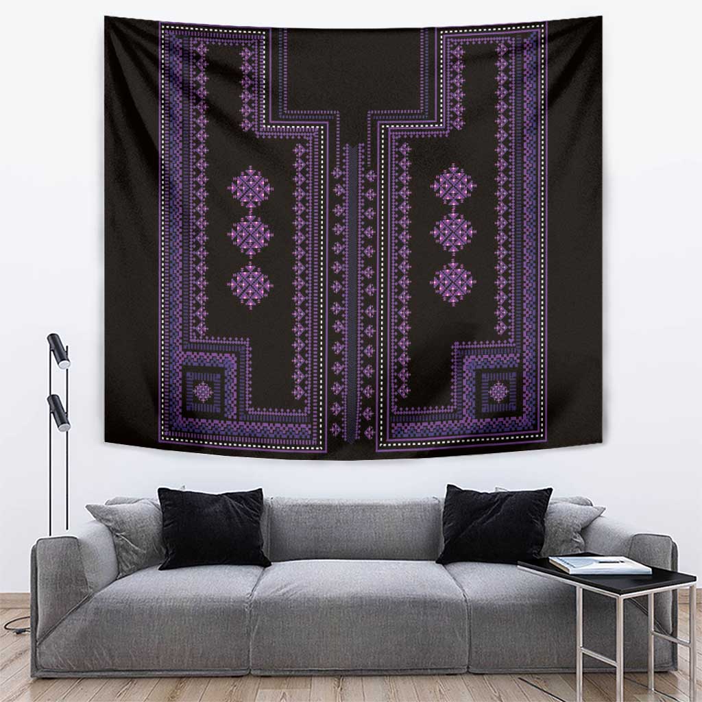 Bulgaria Traditional Pattern Purple Tapestry Balkan Culture