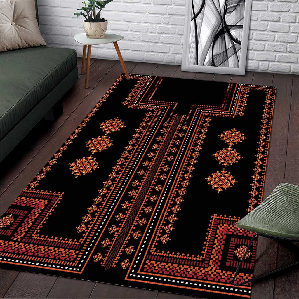 Bulgaria Traditional Pattern Red Area Rug Balkan Culture - Wonder Print Shop