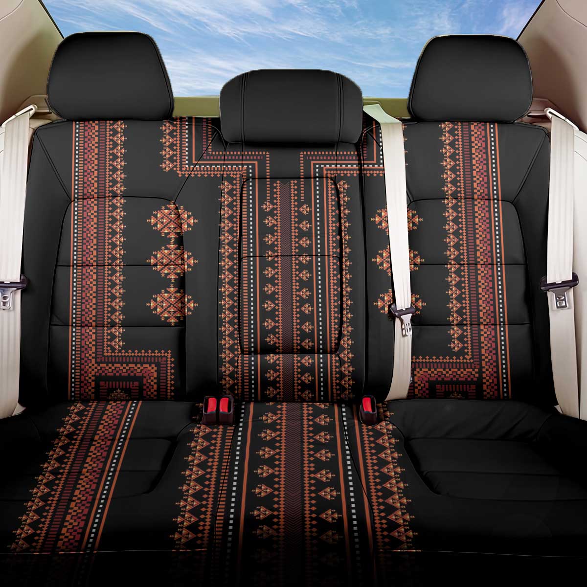 Bulgaria Traditional Pattern Red Back Car Seat Cover Balkan Culture - Wonder Print Shop