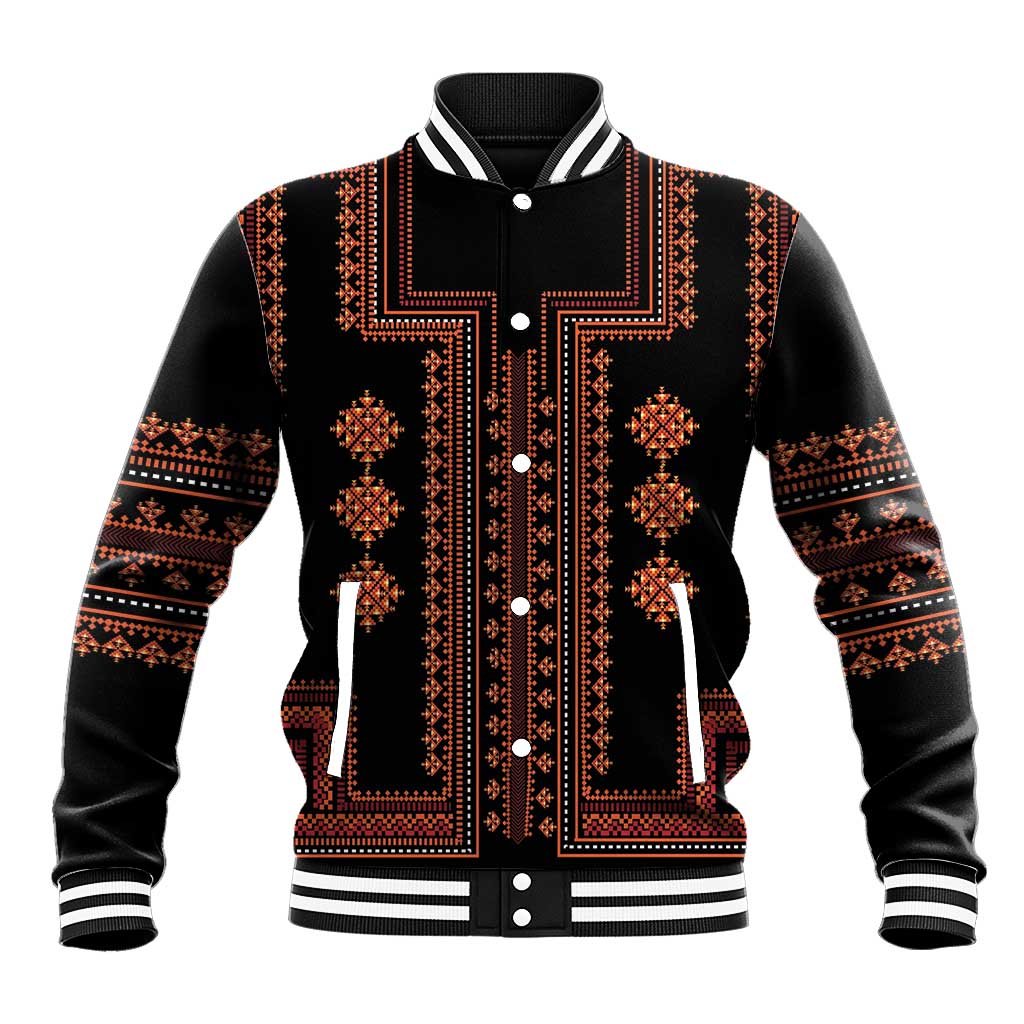 Bulgaria Traditional Pattern Red Baseball Jacket Balkan Culture - Wonder Print Shop