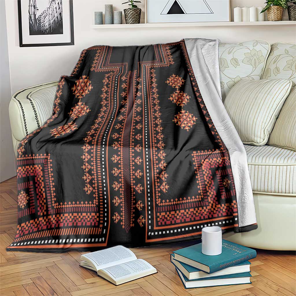 Bulgaria Traditional Pattern Red Blanket Balkan Culture