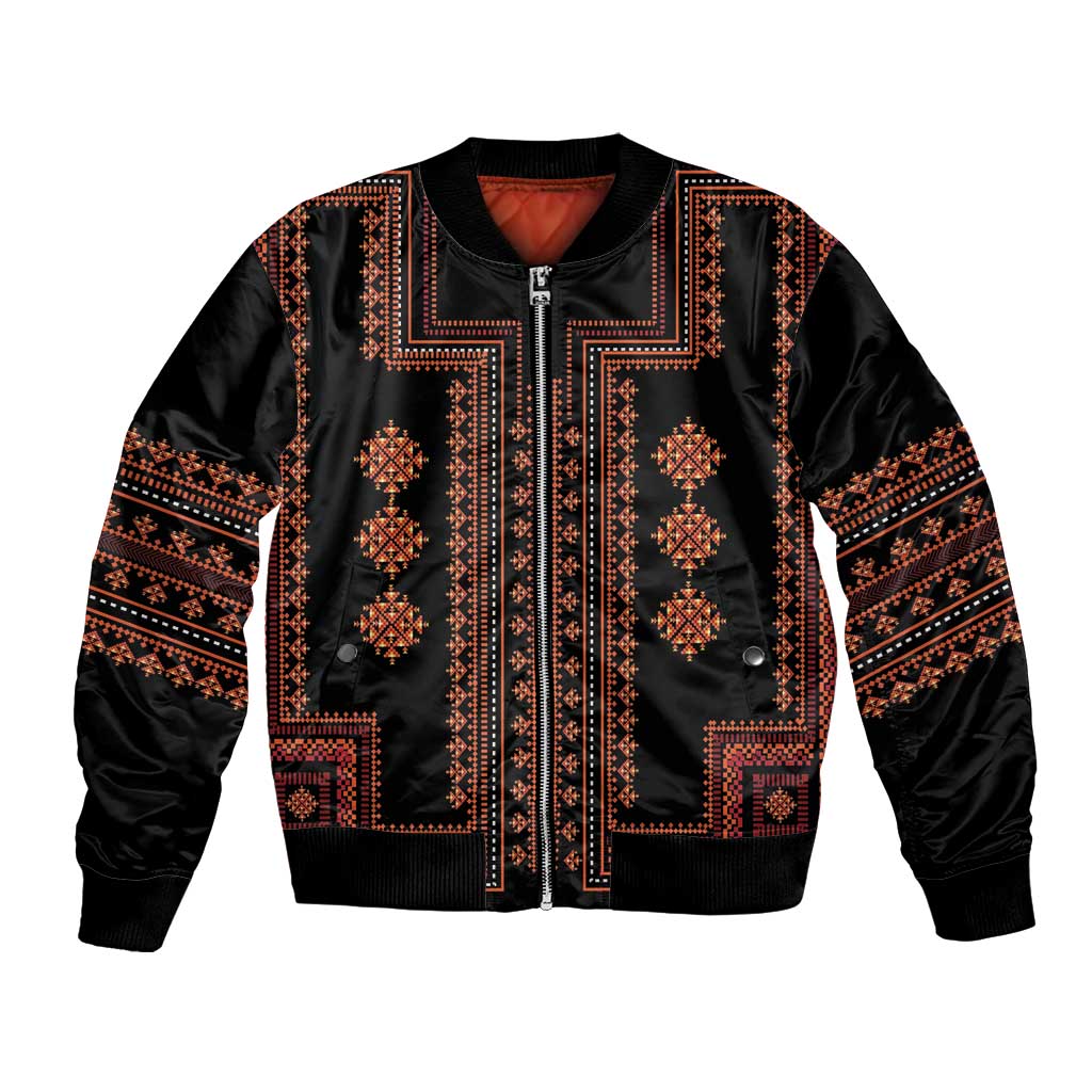 Bulgaria Traditional Pattern Red Bomber Jacket Balkan Culture - Wonder Print Shop